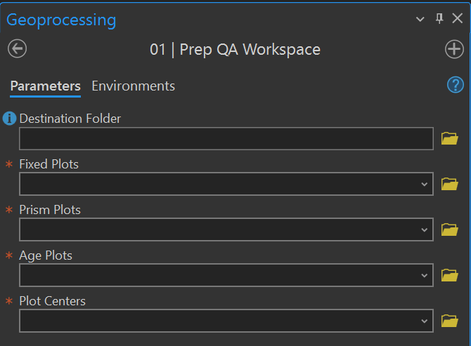 01 - Prep QA Workspace Tool dialogue.