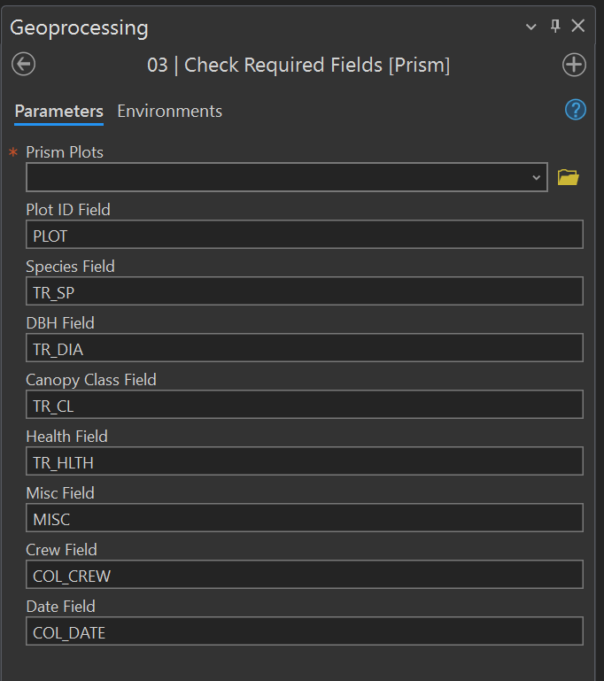 03 - Check Required Fields [Prism] Tool Dialogue.